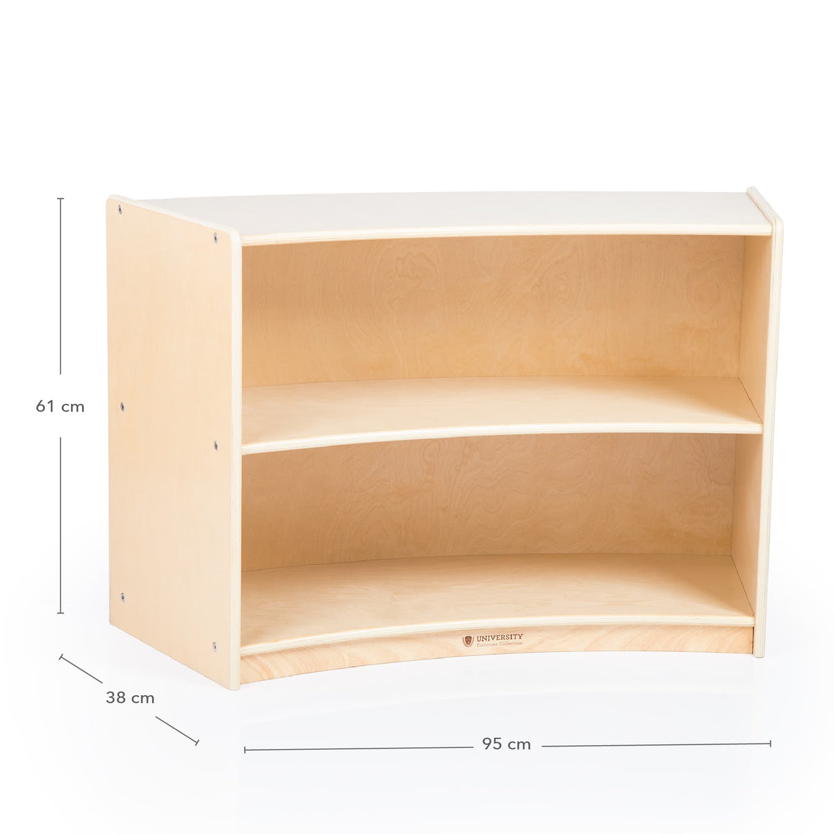 U42132 2-Shelf Right Curved Storage 61 cm 24 Birch Plywood Dimension Image cm