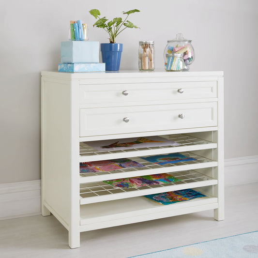 G77100 Martha Stewart Crafting Kids Art Storage with Drying Racks White Env 1 | Linen White