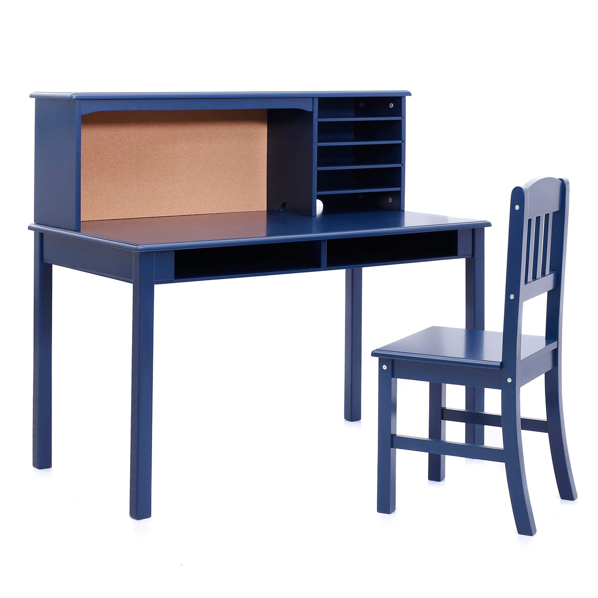 G27641 Navy Media Desk and Chair Quarter Unpropped | Navy