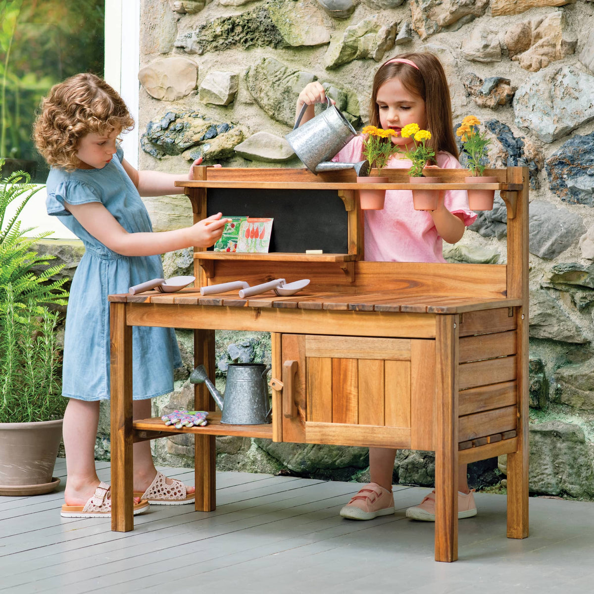 G78200 Martha Stewart Outdoor Potting Bench Lifestyle 556455815620