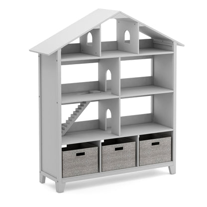 G76907 Martha Stewart Living and Learning Kids' Dollhouse Bookcase Gray Quarter | Gray