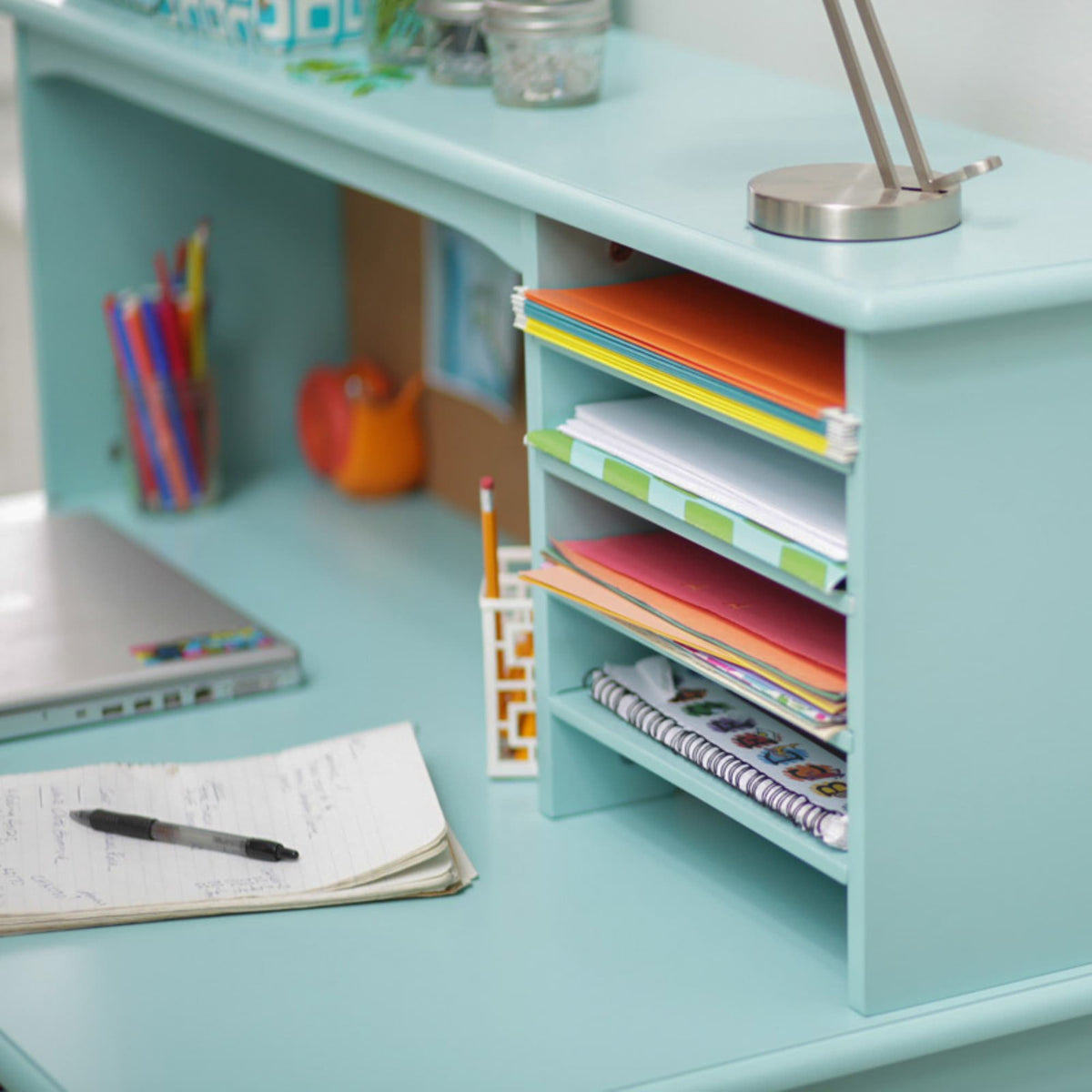 G27644 Media Desk Teal 3 | Teal