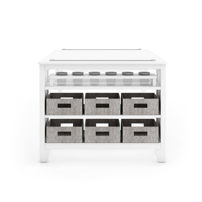 G76809 Martha Stewart Living and Learning Kids' Art Table and Stool Set White Side 1 | Linen White